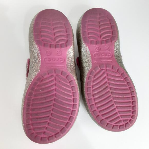 Crocs Shayna Mary Jane Slip On Shoes Girls 12 Hi Glitter Gold Pink Ballet Flats - Picture 7 of 8